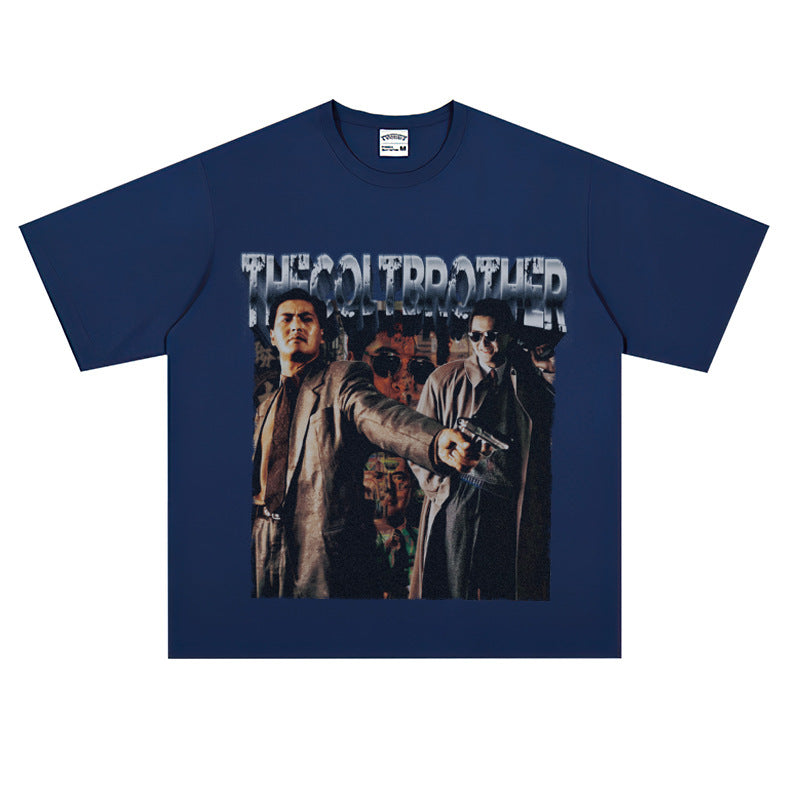 Film Star T Shirt Trendy Cotton Short Sleeve Loose round Neck Retro T-shirt