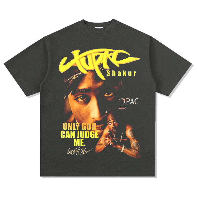 Cool t rapper vintage hip hop Tupac print short sleeve long sleeve crew neck t-shirt