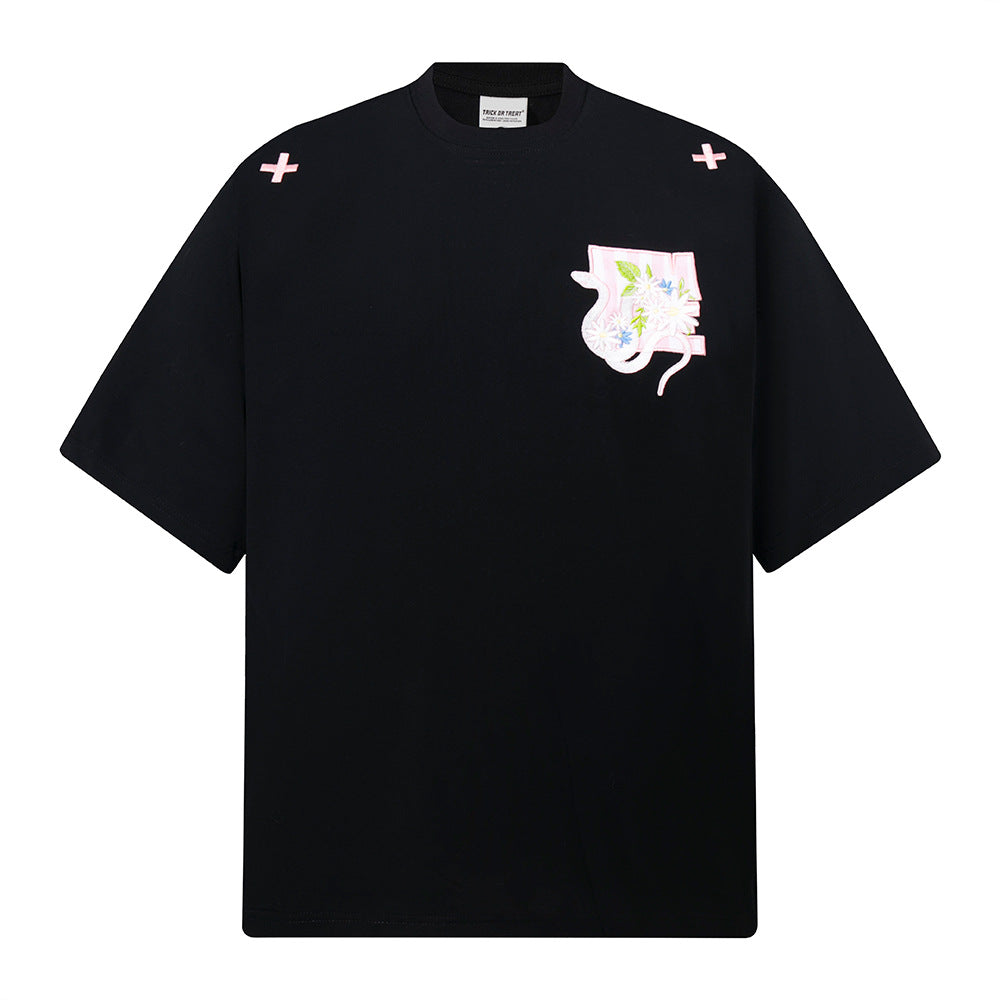 T shirt vintage usa vintage embroidered flower short sleeve t-shirt