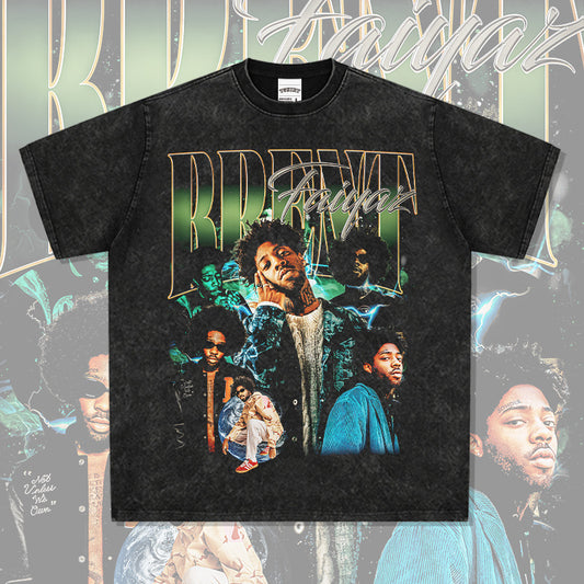 Outfit streetwear vintage hip hop BrentFaiyaz print short sleeve t-shirt