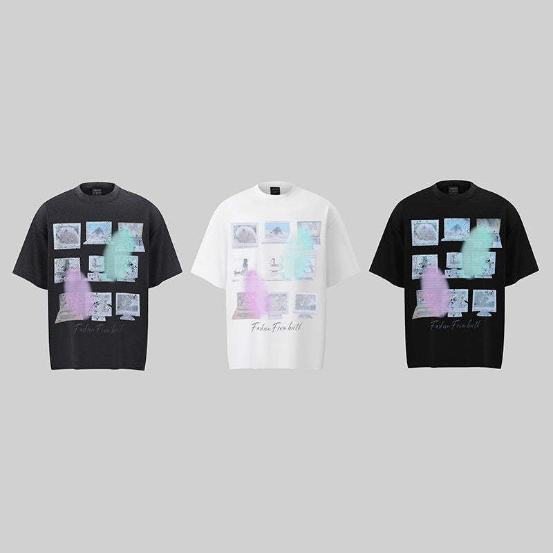 Camisas Retros Washed Old Short Sleeve T-Shirt