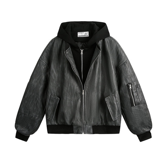 Unisex down jacket retro quilted hooded