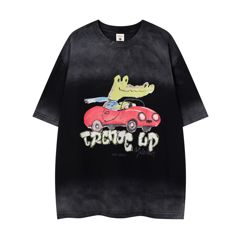 US drip outfits summer vintage kart casual loose short sleeve T-Shirts