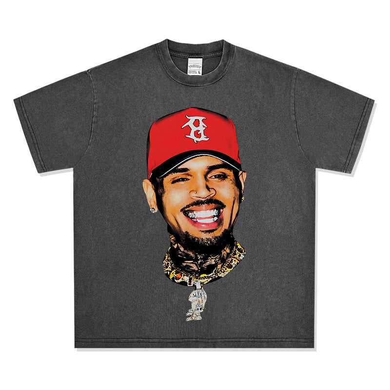 New york hip hop shop vintage chris crown print short sleeve t-shirt