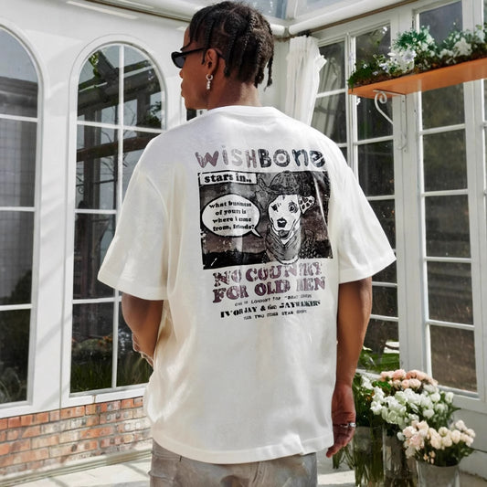 Distorted vintage puppy letter print short sleeve t-shirt summer loose casual top