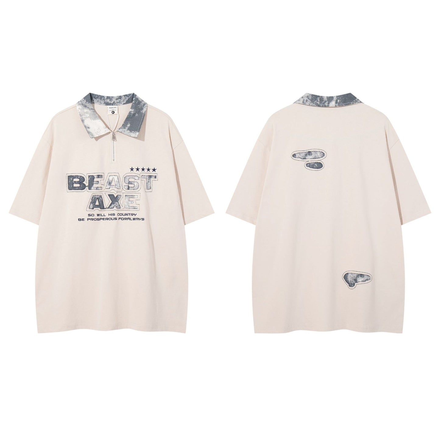 Hip hop shirt summer vintage embroidered polo shirt t-shirt short sleeve