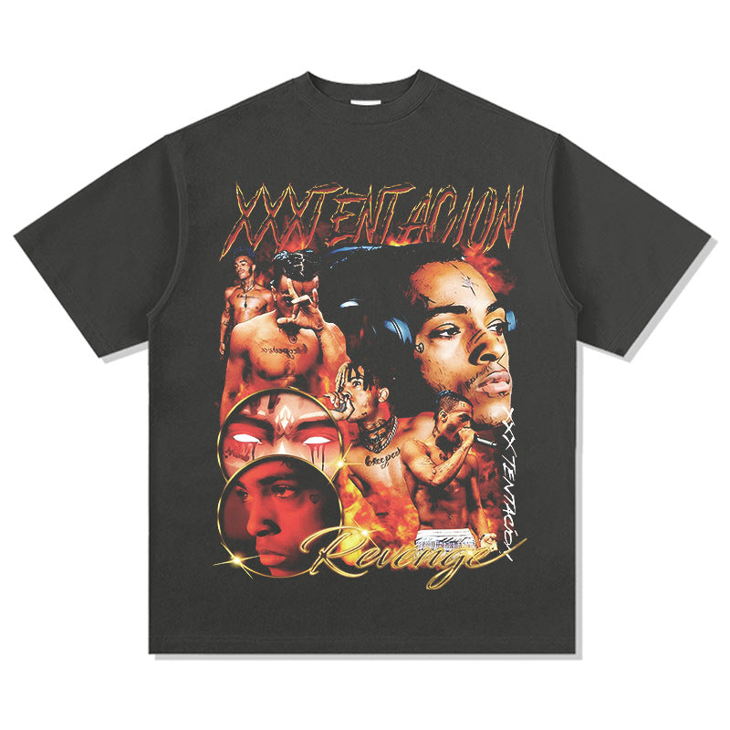 Cool t rapper vintage hip hop XXX tentacion print hiphop short sleeve t-shirt