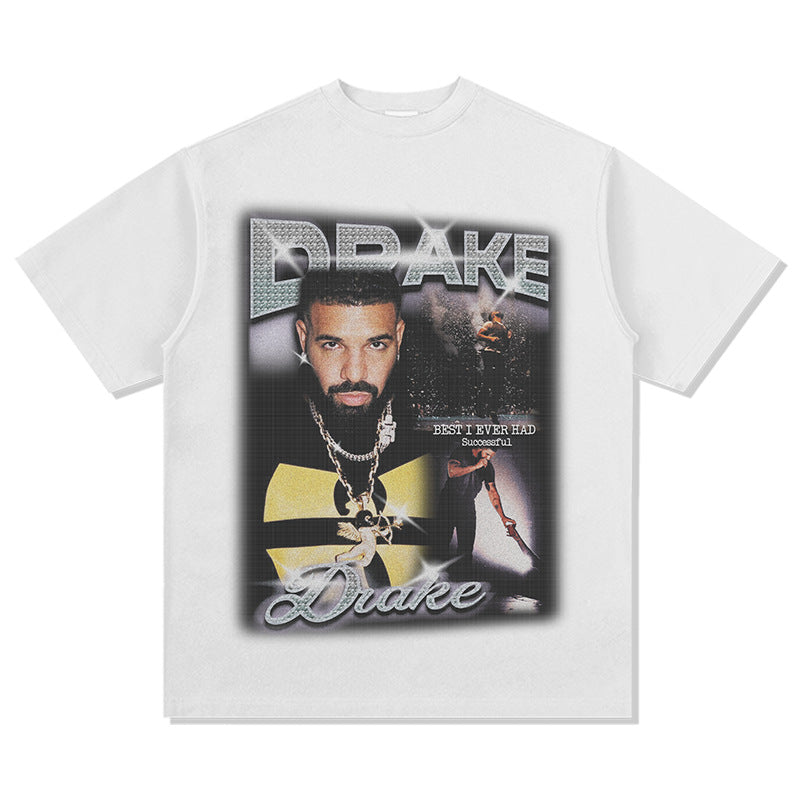 Streetwear masculino Drake print hip hop short sleeve T shirt