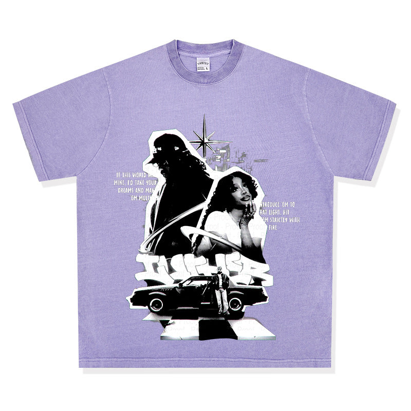 New york hip hop shop vintage hip hop SZA & KENDRICK print short sleeve t-shirt