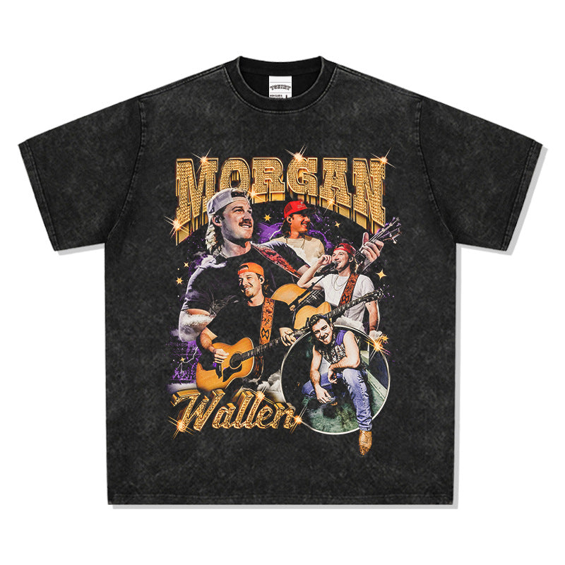 Streetwear masculino Morgan Wallen hip hop short sleeve vintage t-shirt