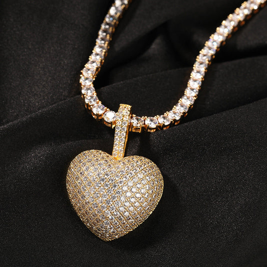 Jewelry 3D Love Pendant ins Zircon Rose Gold Heart St. Valentine's Spectrum Royalty