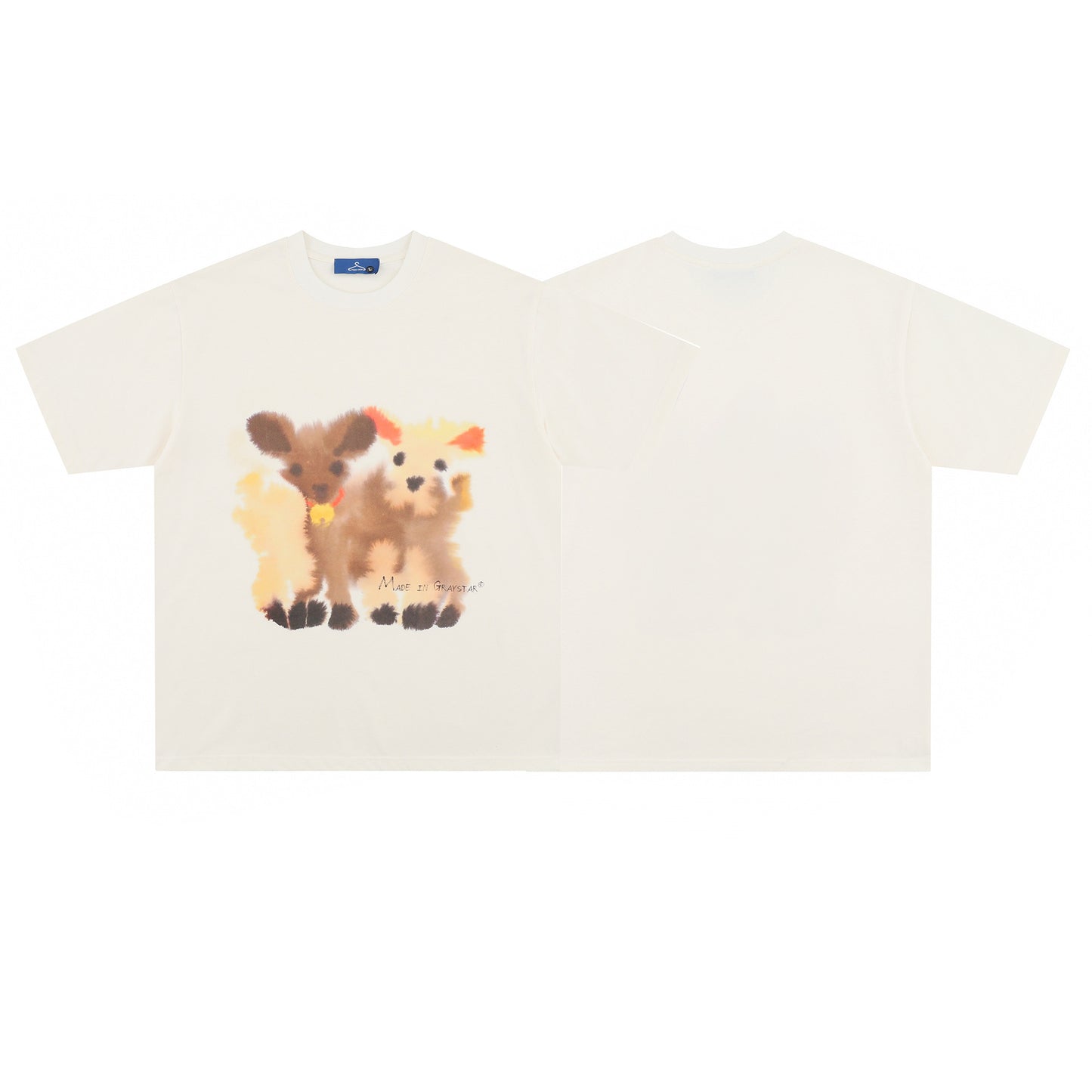 Vintage tarz t shirt vintage lamb print short sleeve t-shirt