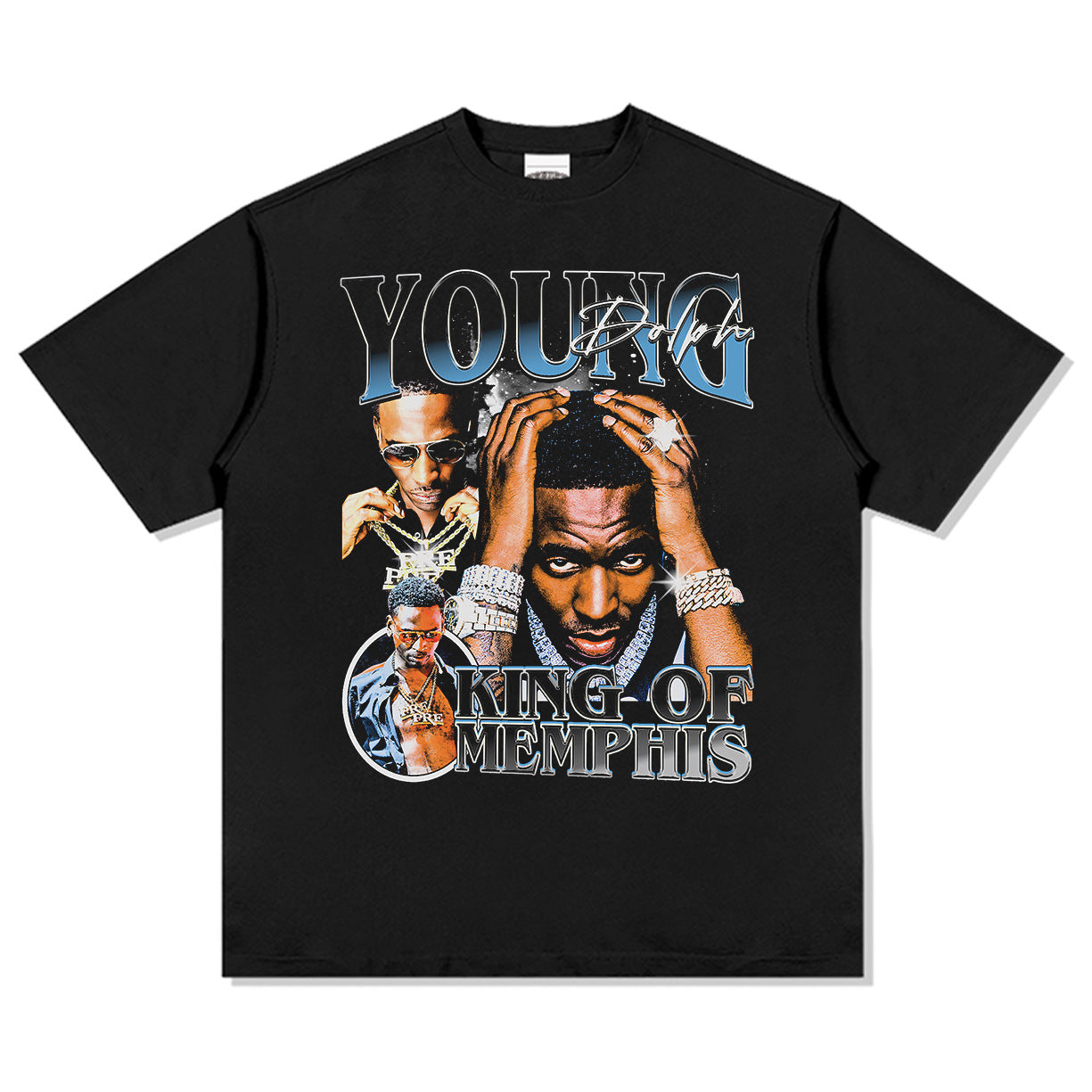 Marcas streetwear usa hip hop young dolphin Young Dolph print short sleeve t-shirt