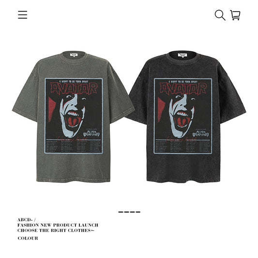 American vintage street T-shirt pure cotton men's and women's summer loose