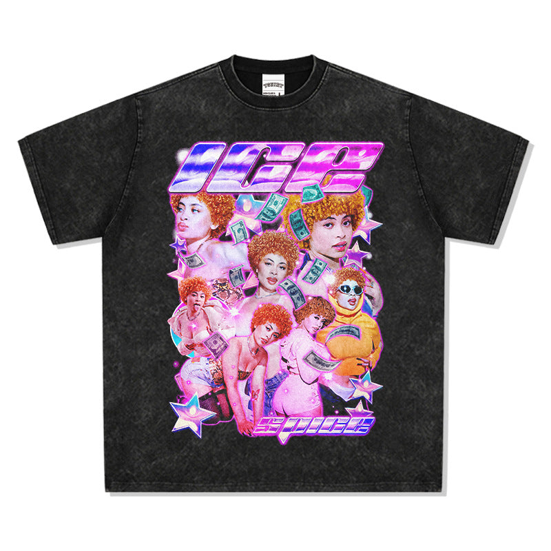 Cool t rapper vintage hip hop Ice Spice Ice Spice Print Short Sleeve T-Shirt