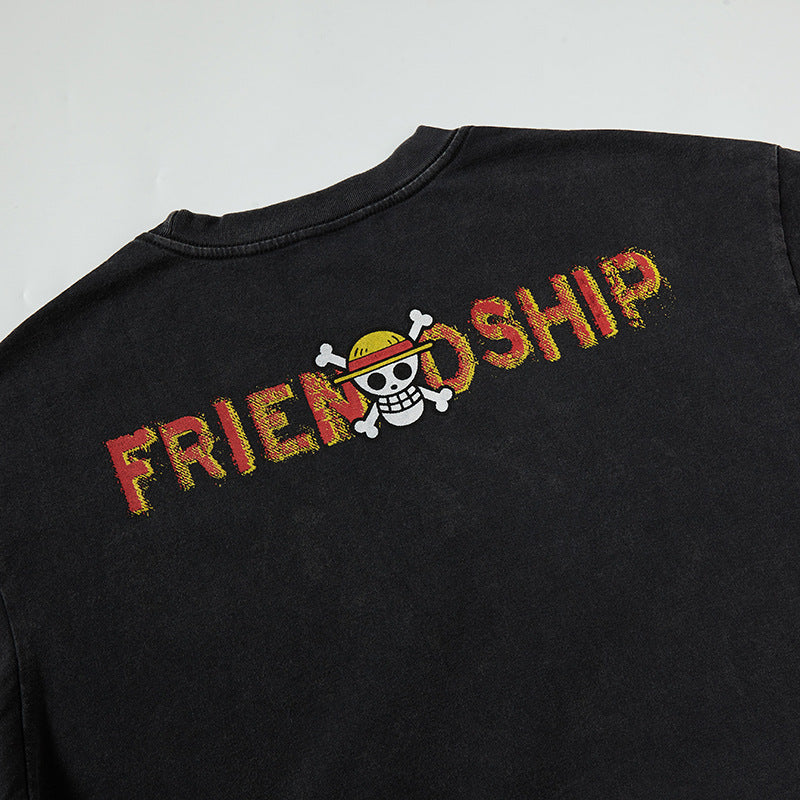 Nyc T Shirt Cartoon Luffy Printed Short Sleeve T-Shirt Loose Top