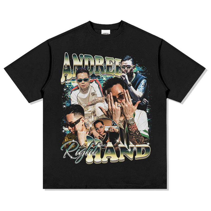 Outfit streetwear vintage hip hop Andree RightHand print short sleeve t-shirt