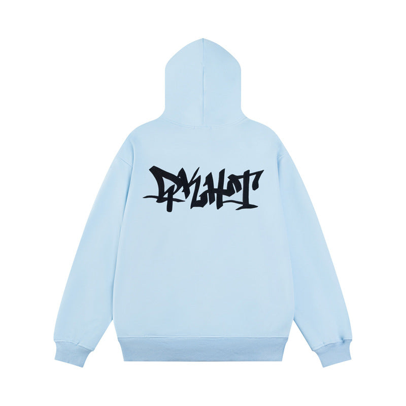 Streetwear Hoodie Letter Embroidered Hooded Sweater Men's Autumn Loose Casual Hoodie