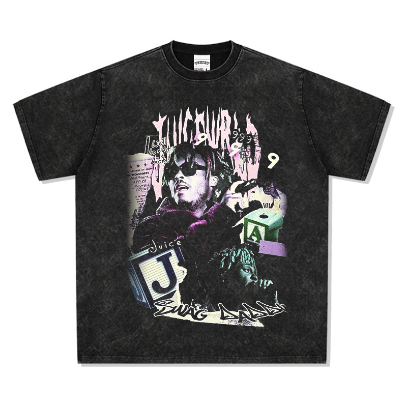 Cool t rapper Juice Wrld hip hop singer print short sleeve t-shirt