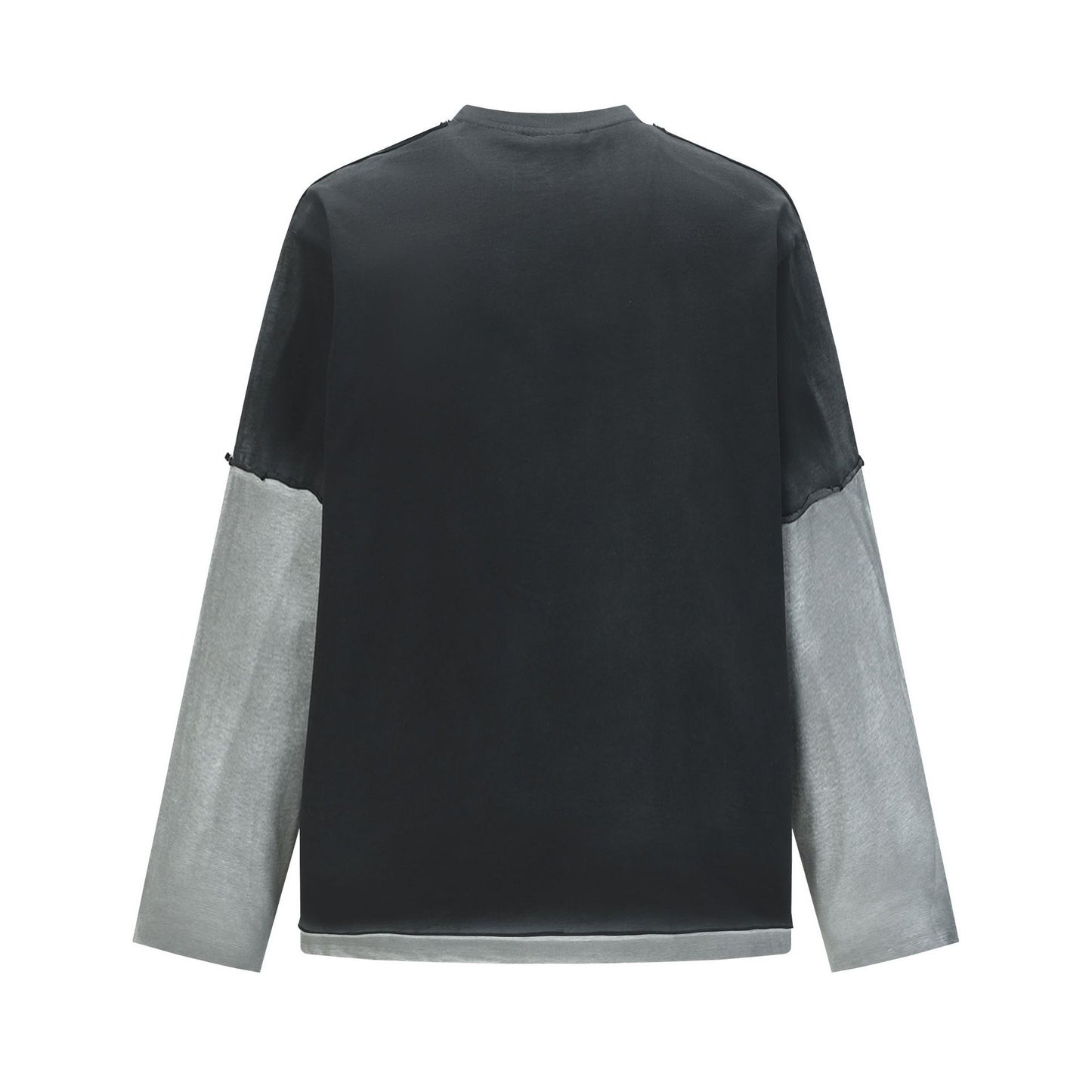 Unisex long-sleeved shirt autum color-blocked fake two-piece