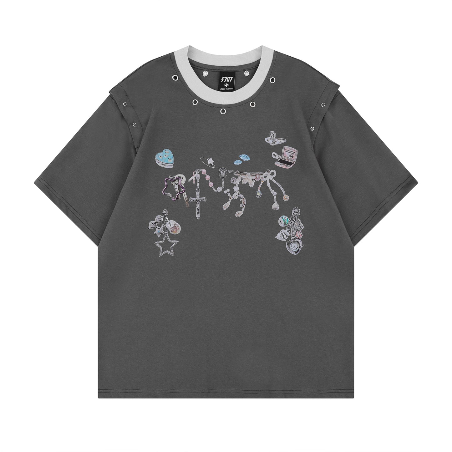 Distorted vintage short-sleeved t-shirt summer loose casual top