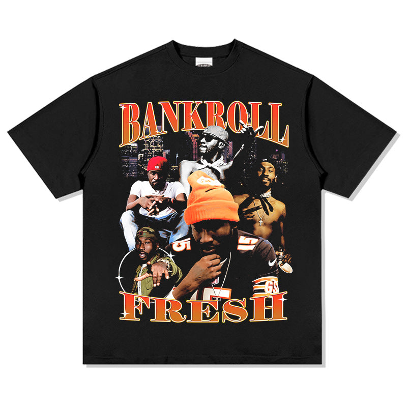 Outfit streetwear vintage hip hop Bankroll print short sleeve t-shirt