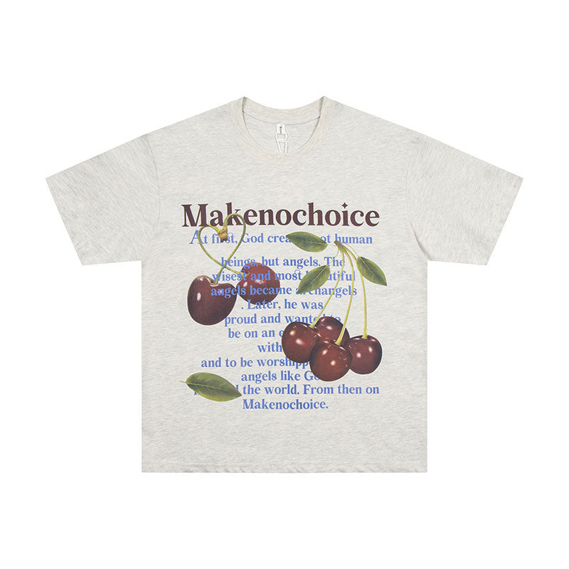 Marcas De Streetwear Vintage Cherry Short Sleeve T-Shirt Loose Casual Top