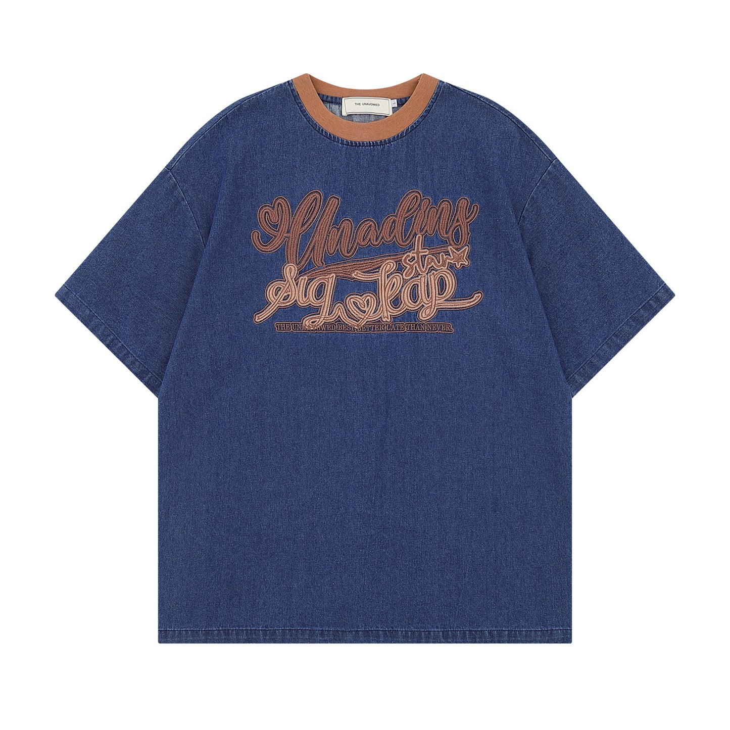 Vestimenta De Los 90 Summer Embroidered Vintage Denim Short Sleeve T-Shirt