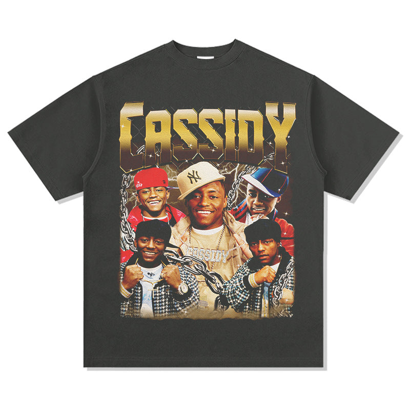 Outfit streetwear vintage hip hop Cassidy print short sleeve t-shirt