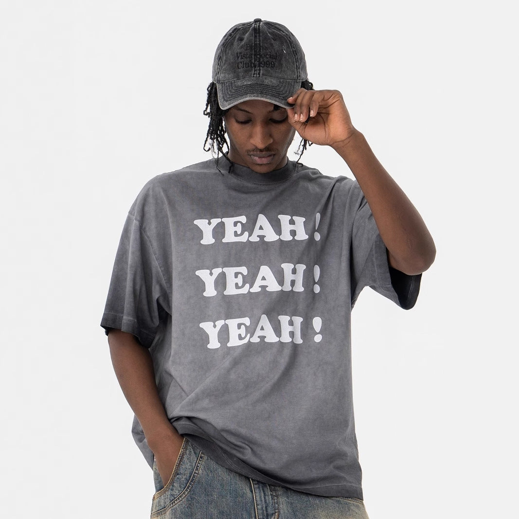 Vintage College Shirts Summer Vintage Alphabet Print Crew Neck Short Sleeve T-Shirt