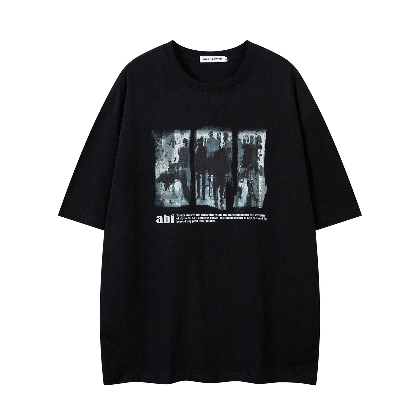 Distorted vintage portrait print short-sleeved t-shirt summer loose casual top