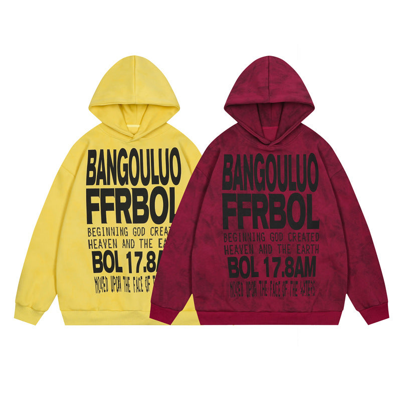 Streetwear Hoodie Hip Hop Vintage Old English Alphabet Print Hooded Sweater