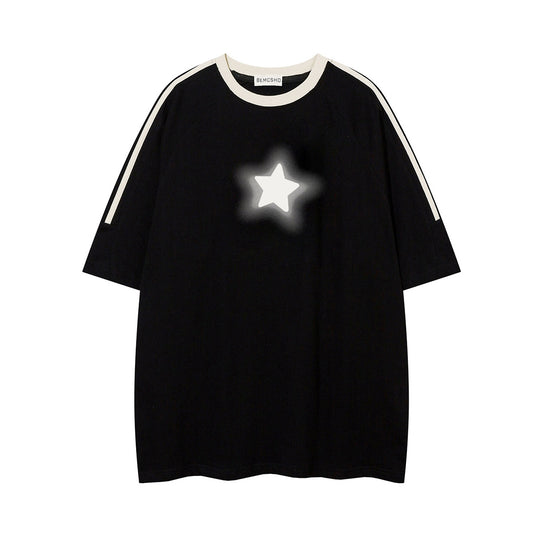 Ye T Shirt Summer Retro Pentagram Printed Short Sleeve T-Shirt