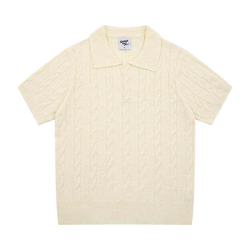 Hip Hop Shirts For Boys Lapel Knitted Short Sleeve Men's Summer Lapel Polo Shirt