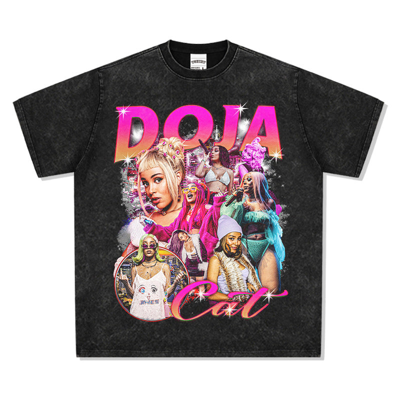Marcas streetwear usa vintage doja cat print short sleeve t-shirt