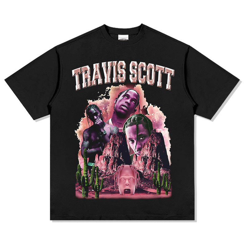 Cool t rapper travis scott print short sleeve t-shirt