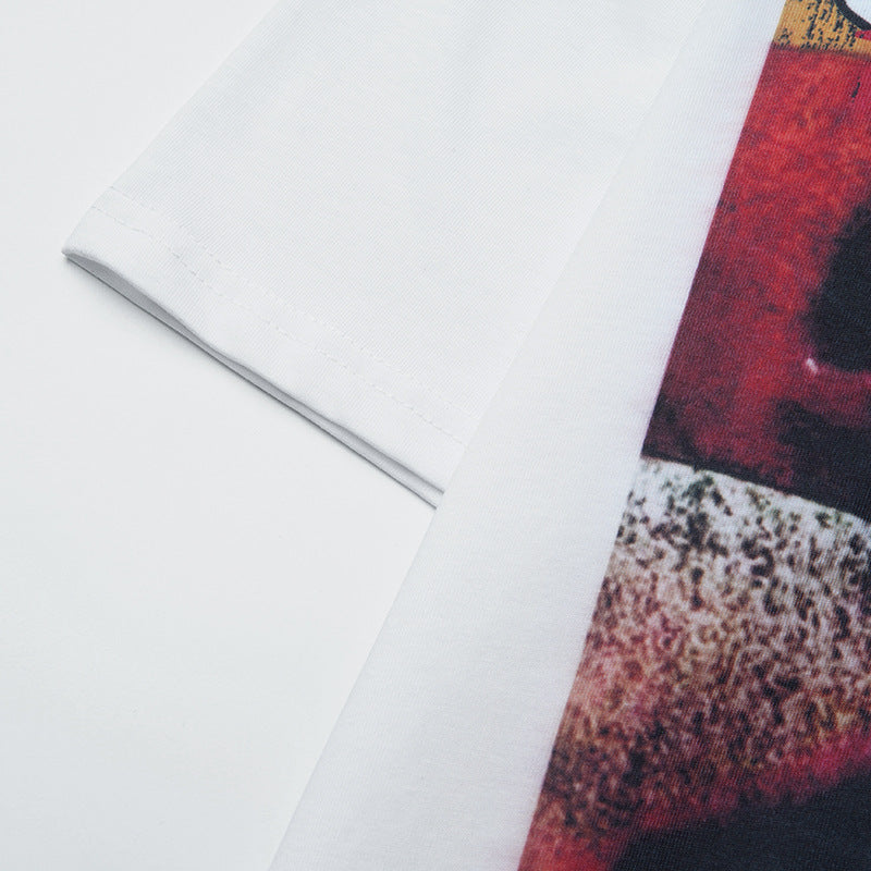 Hip hop clothing new york summer vintage hip hop lip print wash t-shirt short sleeve