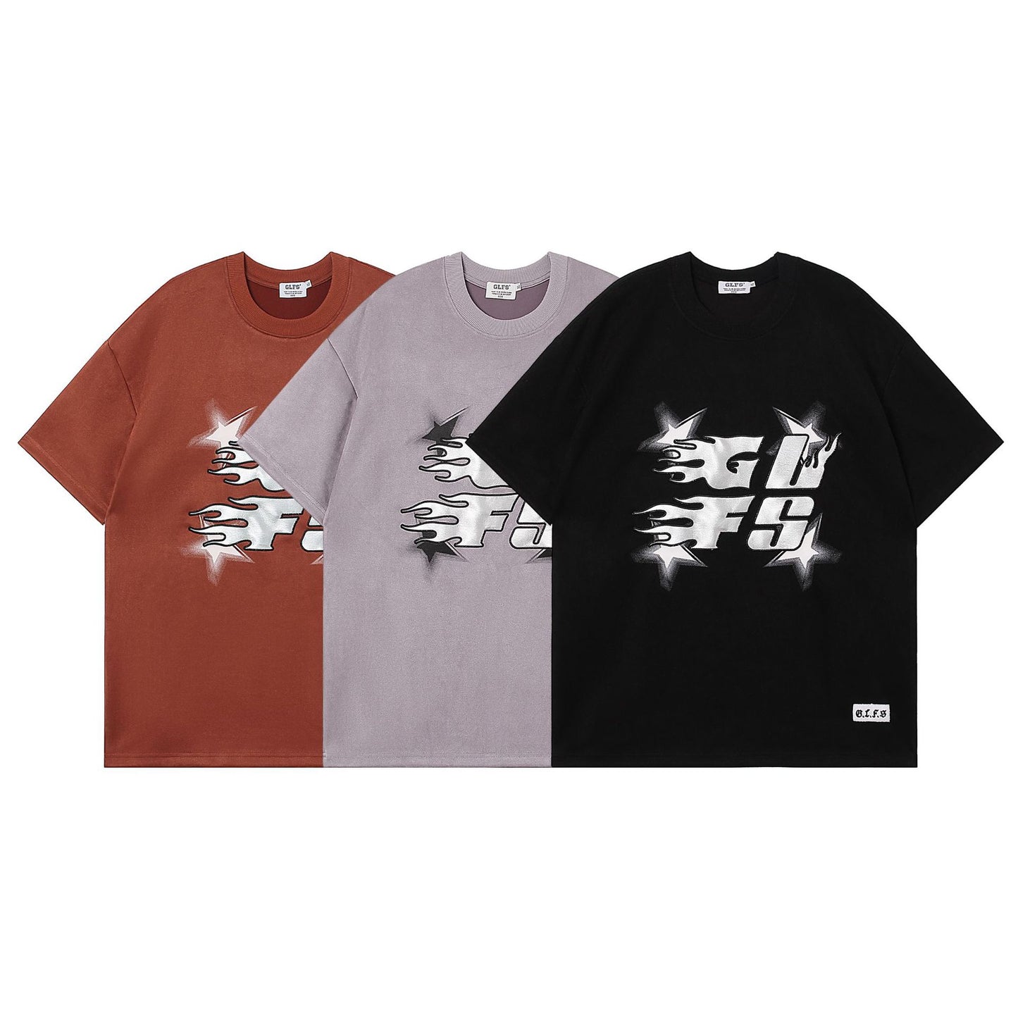 Unisex T-shirts Summer Embroidery Men's Loose Crew Neck Short Sleeve T-Shirt