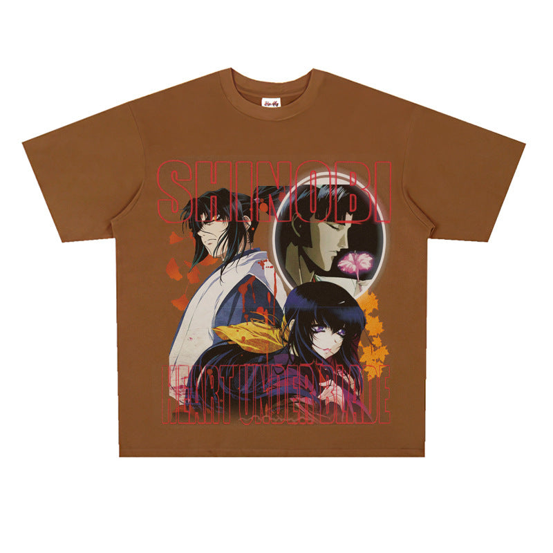 Film Star T Shirt Cartoon Anime Movie Jia He Fa Ren Post Loose Retro Street Cotton T-shirt