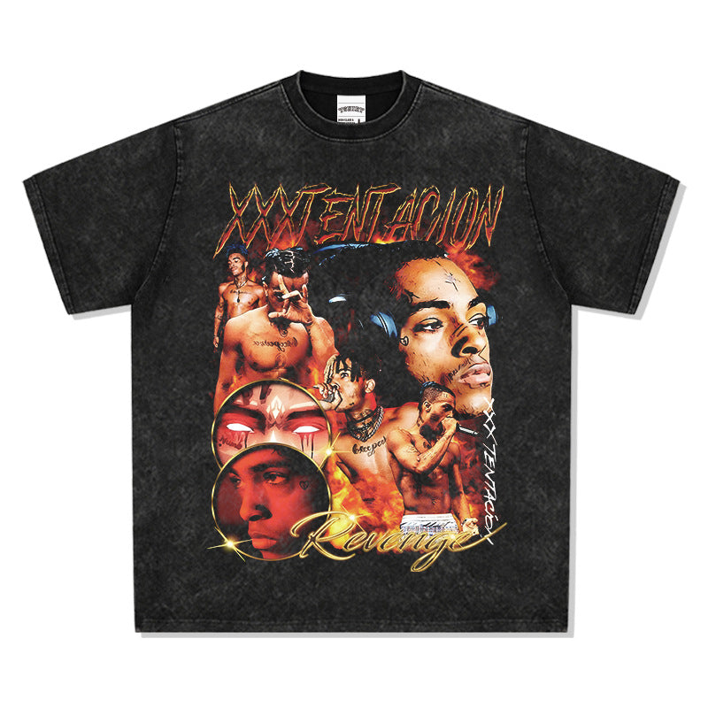 Cool t rapper vintage hip hop XXX tentacion print hiphop short sleeve t-shirt