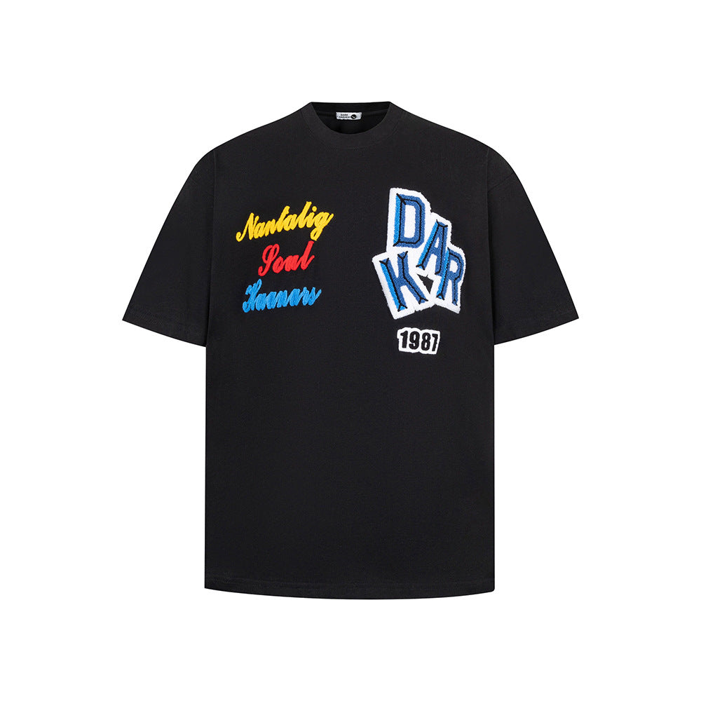 New York Hip Hop Style Embroidered Short Sleeve T-Shirt Loose Top