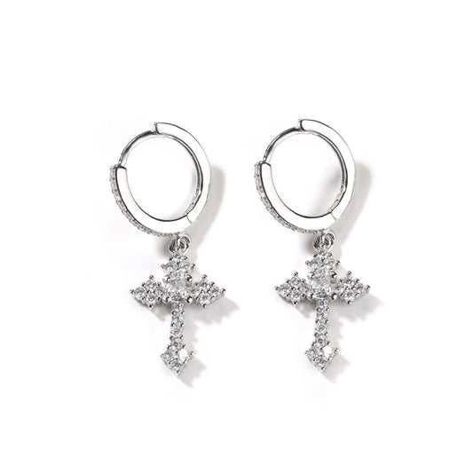 Earrings Zircon Cross Pendant Earrings Crosses Spectrum