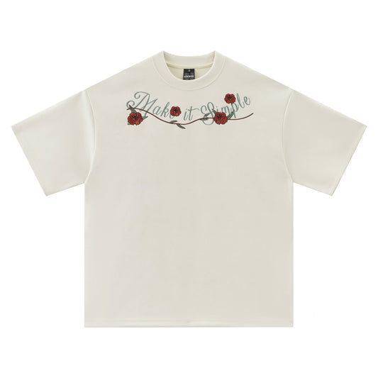Hip Hop Clothing T-Shirt Floral Embroidery Short Sleeve tee