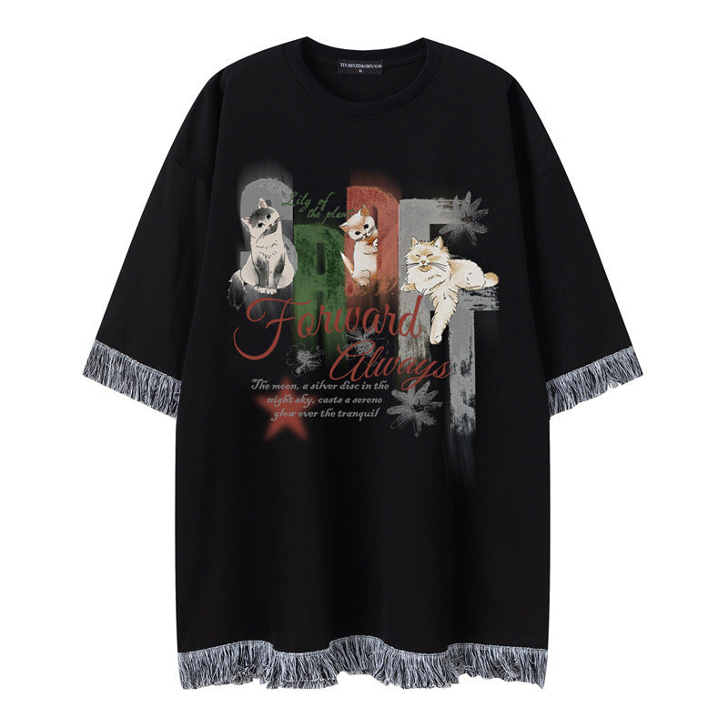 Camisetas streetwear Summer Vintage Pussy Casual Loose Short Sleeve T-Shirt