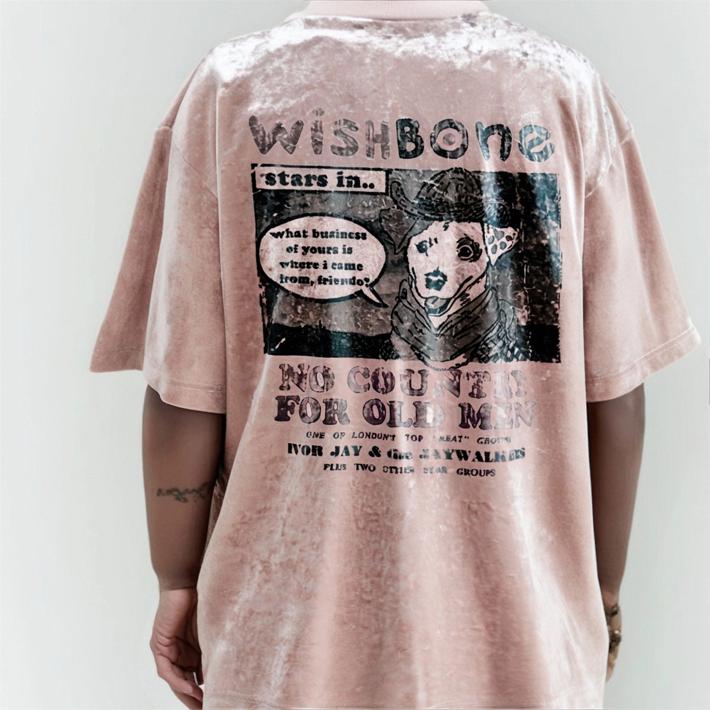 Distorted vintage puppy letter print short sleeve t-shirt summer loose casual top