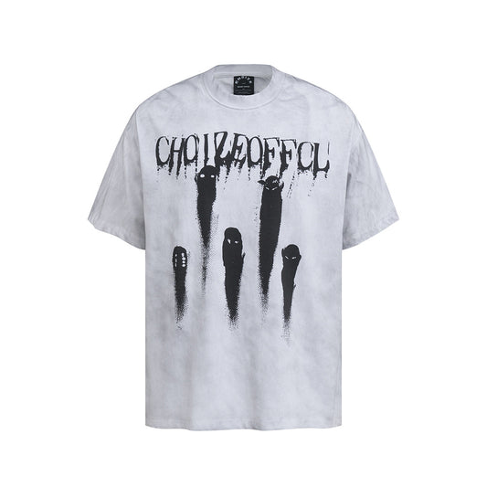 Nostalgia T Shirts Short Sleeve T-Shirt Washed Old Tie-Dye T-Shirt