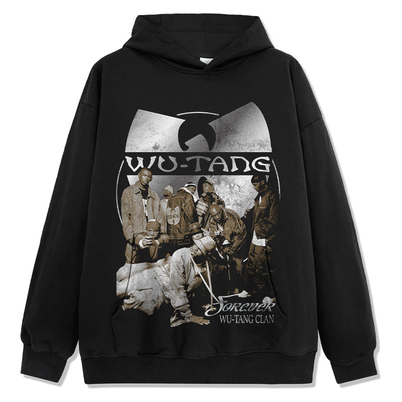 Marcas streetwear usa hip hop wu-tang print vintage hooded sweater