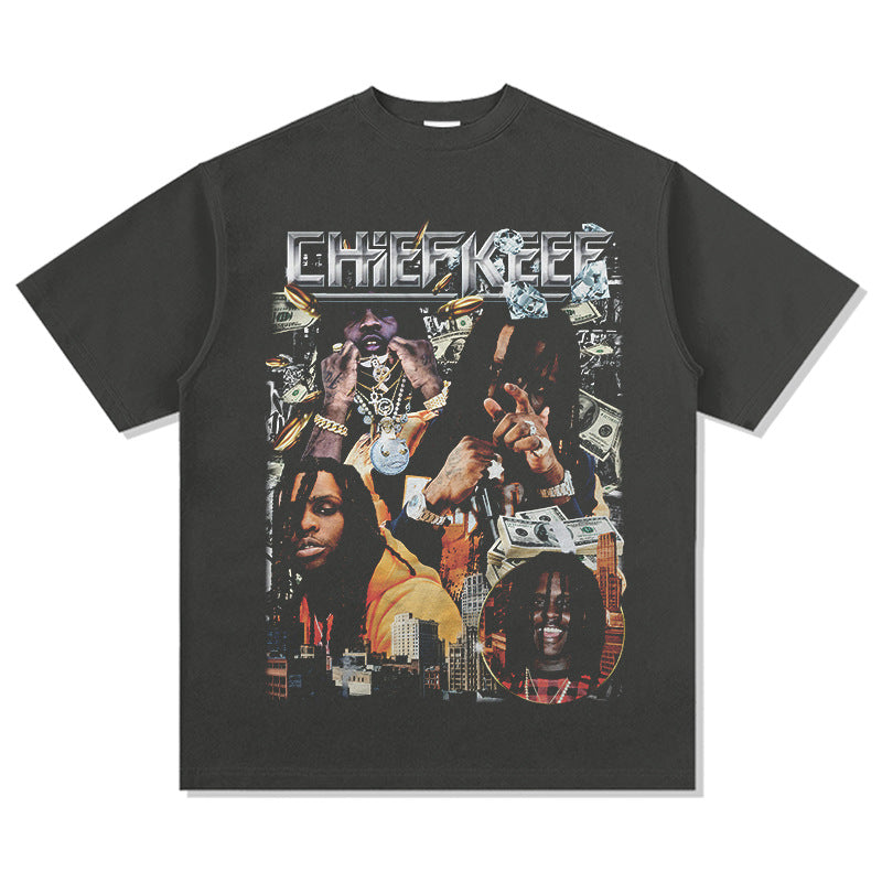 Cool t rapper Chief Kee, vintage vintage hip hop rap print short sleeve t-shirt