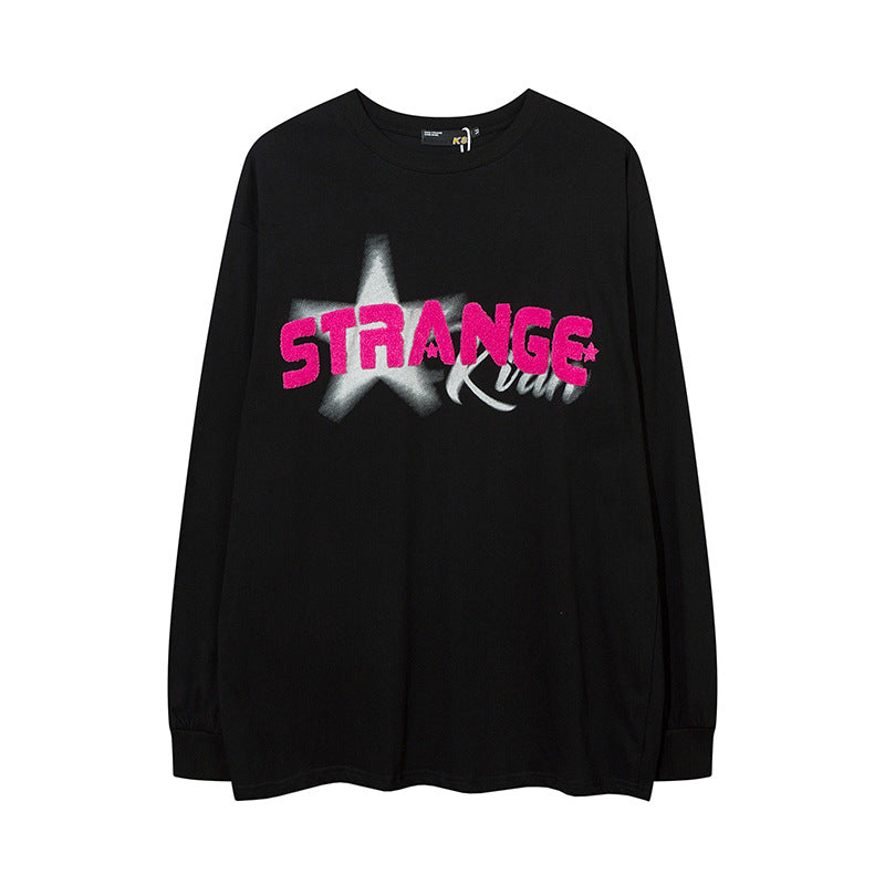 Vintage T Shirts Hip Hop Alphabet Long Sleeve T-Shirt oversize