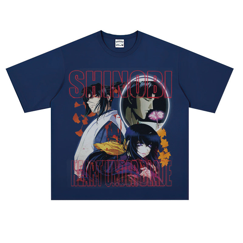 Film Star T Shirt Cartoon Anime Movie Jia He Fa Ren Post Loose Retro Street Cotton T-shirt